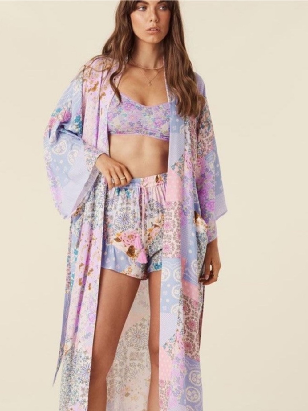 Spell Gypsy Collective Cha Cha Maxi Robe S/M Duster Coverup Lounge Long Pastel - Picture 3 of 17